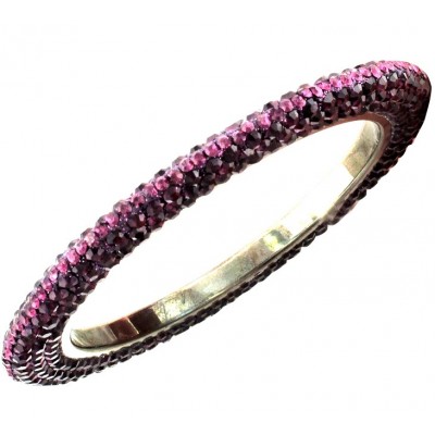 Очаровательный жесткий браслет с розовым ювелирным стеклом и хрусталем, Bijou Tresor (элитная бижутерия) фото