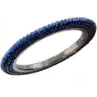 Притягательный жесткий браслет с синим ювелирным стеклом и хрусталем, Bijou Tresor (элитная бижутерия) фото