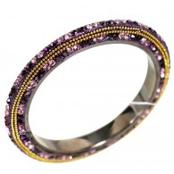Первоклассный жесткий браслет с фиолетовым ювелирным стеклом и хрусталем, Bijou Tresor (элитная бижутерия) фото