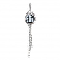 Запоминающийся кулон "Птички в клетке" с цепочками из коллекции Amulet silver с ювелирным стеклом из серебра 925 пробы фото