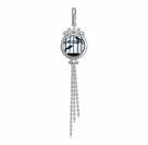 Запоминающийся кулон "Птички в клетке" с цепочками из коллекции Amulet silver с ювелирным стеклом из серебра 925 пробы