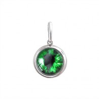 Переливающийся кулон "Глаз всевидящий" от Amulet silver с зеленым ювелирным стеклом из серебра 925 пробы фото