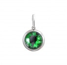 Переливающийся кулон "Глаз всевидящий" от Amulet silver с зеленым ювелирным стеклом из серебра 925 пробы
