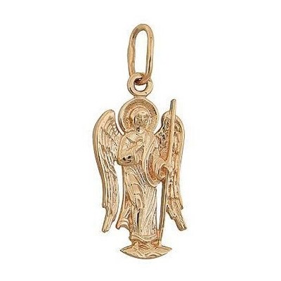 Ангел-Хранитель. Красивый нательный образок из золота 585 пробы фото