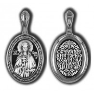 Святая мученица Виктория Эфеcская. Нательная иконка из серебра 925 пробы с чернением фото
