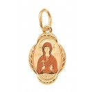 Святая мученица София (Софья).  Нательная иконка из серебра 925 пробы с красной позолотой