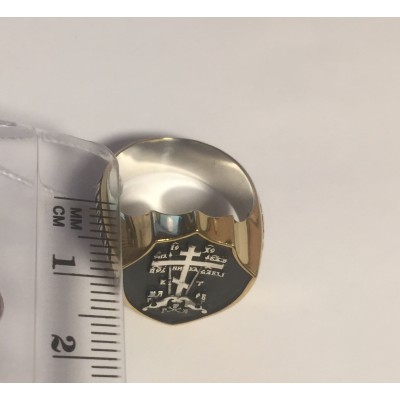 Православный перстень Спаси и Сохрани с изображением Голгофского Креста из серебра с чернением и золотым покрытием фото