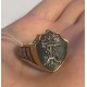 Православный перстень Спаси и Сохрани с изображением Голгофского Креста из серебра с чернением и золотым покрытием