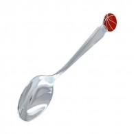 Милая чайная ложечка с рисунком баскетбольного мяча с ювелирной эмалью из серебра 925 пробы фото
