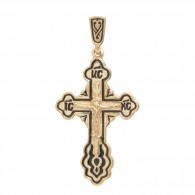 Православный крест с ювелирной эмалью из серебра 925 пробы с красной позолотой фото