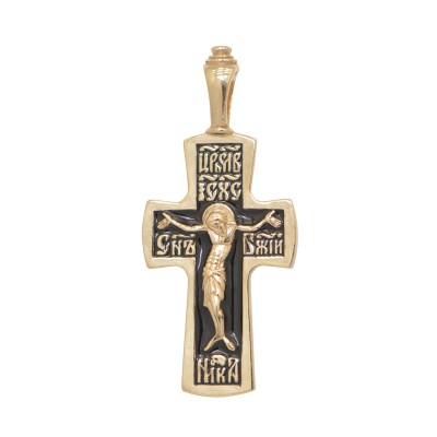 Православный нательный крест с ювелирной эмалью и золотым покрытием из серебра 925 пробы фото