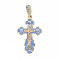 Крест с цветной ювелирной эмалью из серебра 925 пробы с золотым покрытием фото