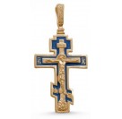 Православный крест нательный с ювелирной эмалью из серебра 925 пробы с золотым покрытием