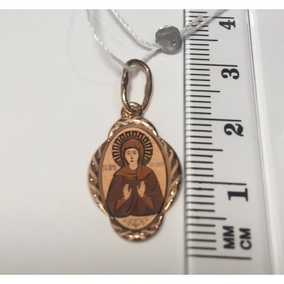 Аполлинария Св. (Пелагея, Полина). Именная иконка-кулон на шею, золото 585 пробы фото