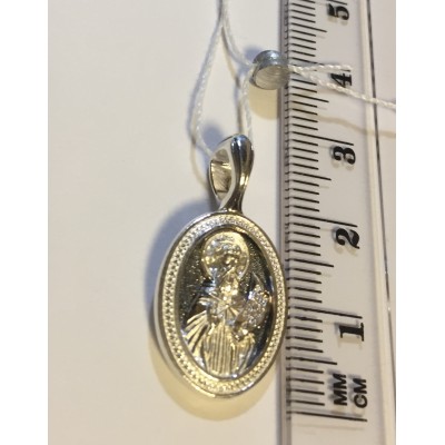 Семистрельная Богородица (Умягчение злых сердец).  Нательная иконка из серебра 925 пробы с чернением фото