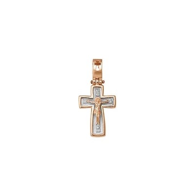 Православный нательный крест из серебра 925 пробы с красной позолотой фото