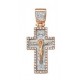 Крест православный "Распятие Христово" с фианитами из серебра 925 пробы с красной позолотой