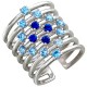 Ультрамодное многорядное разомкнутое кольцо из коллекции Fashion Story silver, декорированное шпинелью, из серебра 925 пробы