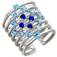 Ультрамодное многорядное разомкнутое кольцо из коллекции Fashion Story silver, декорированное шпинелью, из серебра 925 пробы фото