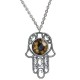 Судьбоносное колье "Рука Мирьям" (Хамса) от Amulet silver с коричневым ювелирным стеклом из серебра 925 пробы