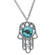 Знаковое колье "Рука Фатимы" (Хамса) от Amulet silver с бирюзовым ювелирным стеклом из серебра 925 пробы