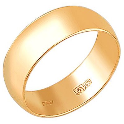 Солидное обручальное кольцо из красного золота 585 пробы, ширина 6 мм фото