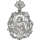 Казанская Богородица. Образок с фианитом из серебра 925 пробы
