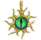 Волшебная подвеска в форме солнца "Всевидящее око" с зеленым ювелирным стеклом из серебра 925 пробы