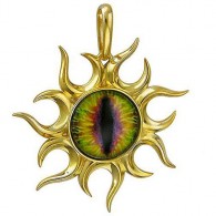Магическая подвеска "Всевидящее око" в форме солнца с цветным ювелирным стеклом из серебра 925 пробы фото