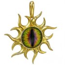 Магическая подвеска "Всевидящее око" в форме солнца с цветным ювелирным стеклом из серебра 925 пробы