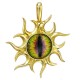 Мифическая подвеска "Глаз всевидящий" в форме солнца с коричневым ювелирным стеклом из серебра 925 пробы