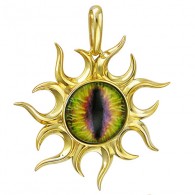 Мифическая подвеска "Глаз всевидящий" в форме солнца с коричневым ювелирным стеклом из серебра 925 пробы фото