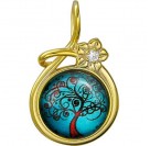 Милый кулон "Дерево" из коллекции Amulet silver с фианитом и цветным ювелирным стеклом из серебра 925 пробы