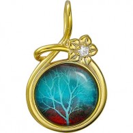 Впечатляющий кулон "Дерево" от Amulet silver с фианитом и цветным ювелирным стеклом из серебра 925 пробы фото