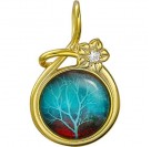 Впечатляющий кулон "Дерево" от Amulet silver с фианитом и цветным ювелирным стеклом из серебра 925 пробы