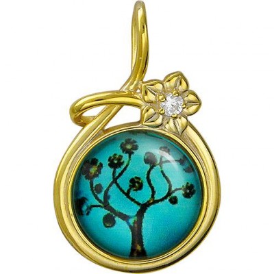 Кулон "Дерево жизни" из коллекции Amulet silver с фианитом и цветным ювелирным стеклом из серебра 925 пробы фото