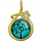 Кулон "Дерево жизни" из коллекции Amulet silver с фианитом и цветным ювелирным стеклом из серебра 925 пробы