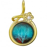 Судьбоносный кулон "Дерево" из коллекции Amulet silver с фианитом и цветным ювелирным стеклом из серебра 925 пробы фото
