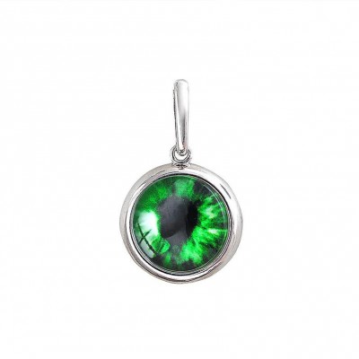 Харизматичный кулон "Всевидящее око" от Amulet silver с зеленым ювелирным стеклом из серебра 925 пробы фото