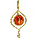 Кулон "Око всевидящее" из коллекции Amulet silver с фианитом и красным ювелирным стеклом из серебра 925 пробы