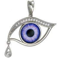 Кулон "Зоркий глаз" из коллекции Amulet silver с фианитами и фиолетовым ювелирным стеклом из серебра 925 пробы фото