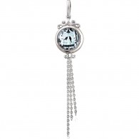Ажурный кулон "Птички в клетке" с подвесками-цепочками от Amulet silver с ювелирным стеклом из серебра 925 пробы фото
