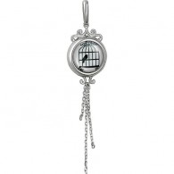 Кулончик "Птица в клетке", украшенный подвесками-цепочками, от Amulet silver с ювелирным стеклом из серебра 925 пробы фото