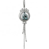 Легкий кулон "Птицы в клетке", украшенный подвесками-цепочками, от Amulet silver с ювелирным стеклом из серебра 925 пробы фото