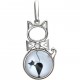 Восхитительная подвеска "Котенок с бантиком" из коллекции Amulet silver с фианитом и ювелирным  стеклом из серебра 925 пробы