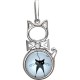 Запоминающийся кулон "Кошка с бантиком" от Amulet silver с фианитом и ювелирным  стеклом из серебра 925 пробы