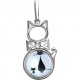 Чудный кулон "Кошка с бантиком" из коллекции Amulet silver, украшенный фианитом и ювелирным  стеклом, из серебра 925 пробы