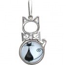 Необыкновенный кулон "Котенок" из коллекции Amulet silver, украшенный фианитом и ювелирным  стеклом, из серебра 925 пробы