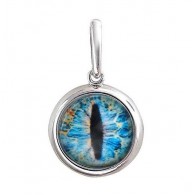 Фантасмагоричная подвеска "Око всевидящее" из коллекции Amulet silver с голубым ювелирным стеклом из серебра 925 пробы фото