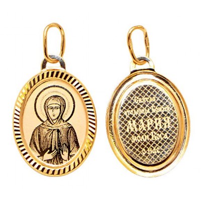 Мария Св. Нательный образок из золота 585 пробы фото
